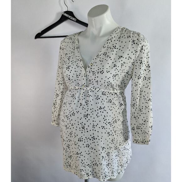 Motherhood Maternity Black and White Floral Print Blouse Sz Small - Picture 1 of 5